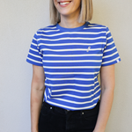 Organic Cotton Breastfeeding T-Shirt Cobalt Stripes