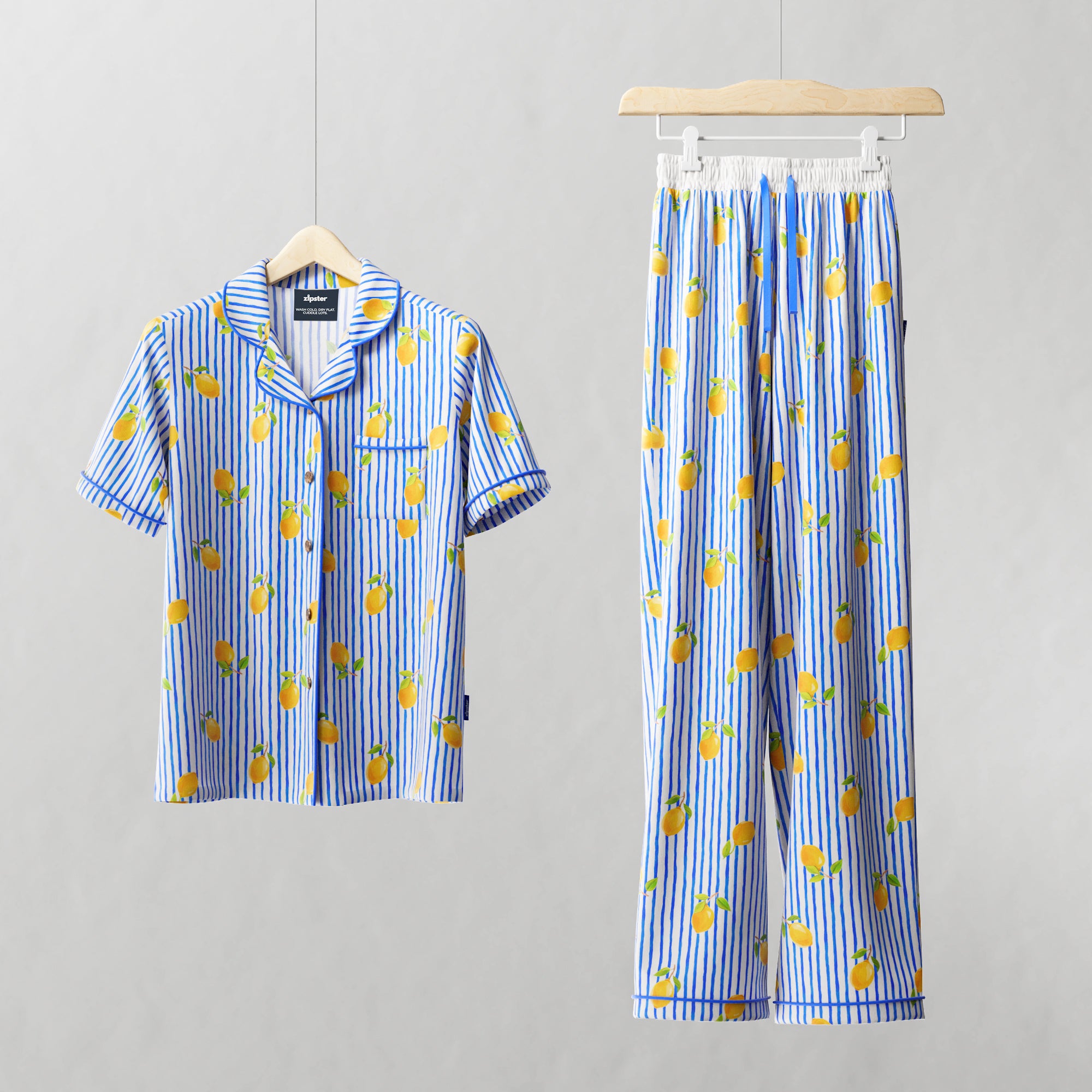 Ladies Pajamas Set Mediterranean Lemons