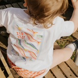 Overdimensioneret børnet-shirt – Hvid med sardiner