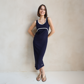 St Tropez Ribbed Breastfeeding Dress Navy