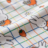 Close-up of the soft bamboo fabric of the Ladies Miffy Checkered Bloom bamboo pyjama set